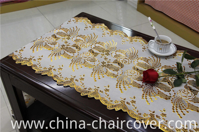 50cm Width Lace Crochet PVC Gold/Silver Tablecloth